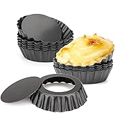 Cyimi 12 pcs Egg Tart Molds, 3" Mini Tart Pans Removable Bottom, Cupcake Cake Muffin Mold Tin Pan...