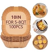 10 Inch Air Fryer Liners Disposable, 100 Pack Parchment Paper Sheets for Air Fryer Basket, Non-St...