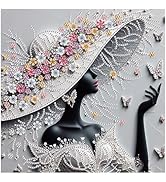 DIADAY Elegant Woman Diamond Art Kits for Adults, Special Shape Diamond Painting Kits, Crystal Rh...