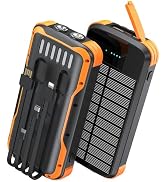 SOXONO Solar Charger Power Bank, PD 20W Fast Charging External Batter, 40000mAh Portable Phone Ch...