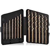 StratMet 13pcs Cobalt Drill Bit Set, M35 High Speed Steel Drill Bit Set (1/16"-1/4") for Hardened...