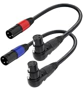 Jozzai Right Angle XLR Cable 1FT, 2Pack, Black, Straight Male to 90 Degree Female Microphone Cabl...