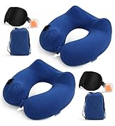 Glyzia 2 Pack Inflatable Travel Neck Pillow for Airplane, 360° Head Support Velvet Adult Neck Pil...