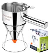 WIHBOIR Stainless Steel Pancake Batter Dispenser with Squeeze Handle and Multi-Nozzle, for Pancak...