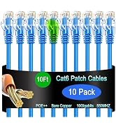 Lysymixs Cat6 Ethernet Patch Cable 10 ft (10 Pack), Cat6 Patch Cable for Data Centers, Cat 6 Patc...