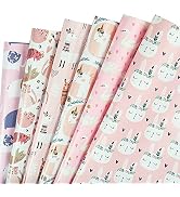 WRAPAHOLIC Baby Girl Wrapping Paper Sheet - White Swan and Cute Bunny Design for Birthdays, Party...