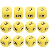 DOITOOL 12 Pcs 0-5 Number Dice 16mm Six Sided Dice Set for Math Learning Board Game Table Game Ac...