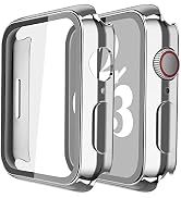 Misxi 2 Pack Hard PC Case with Tempered Glass Screen Protector Compatible with Apple Watch Series...
