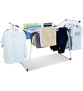 YUBELLES Clothes Drying Rack Adjustable Gullwing and Foldable Space-Saving Laundry Rack for Indoo...