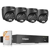 Anlapus 4K Home Security Camera System Outdoor Indoor, H.265+ 8CH CCTV DVR with AI Human Vehicle ...