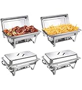 Chafing Dishes for Buffet 4 Pack, 9QT Full Size Rectangular Chafing Dish Buffet Set, Stainless St...