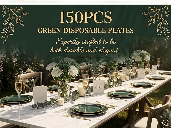 Green disposable plastic plates