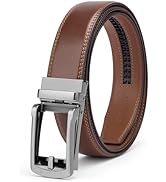 SKiporty Mens Belt Ratchet Belts Dress Casual Leather Belt for Men With Slide Adjustable Click Bu...