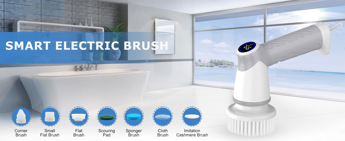 Electric Spin Scrubber, Cordless Power Scrubber & Electric Cleaning Brush