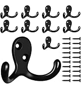 CBWLWJ 10 Pack Coat Hooks Wall Hooks for Hanging, Heavy Duty Double Prong Metal Hook Wall Mounted...
