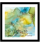QOTIB Wood 12x12 Frame Black with 10x10 Mat, for 30 x 30cm Diamond Art Painting, Display Photo 10...