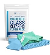 Microfiber Glass Cleaning Cloths | Streak Free Windows & Mirrors | Lint Free Towels | Car Windows...