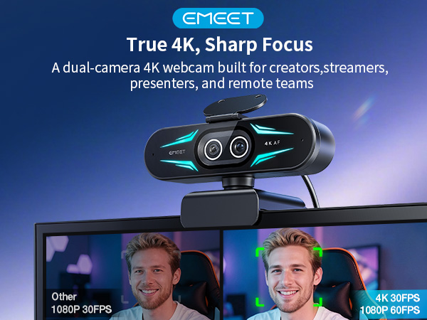 EMEET C60E Dual-Camera 4K Webcam for Streaming