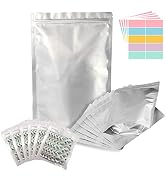 50pcs 1 Gallon Mylar Bags for Food Storage with Oxygen Absorbers 500CC (6 Packs of 10pcs) and Lab...