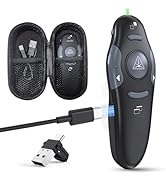 Presentation Clicker with Case Storage Wireless Presenter Remote USB Type C Rechargeable Green La...