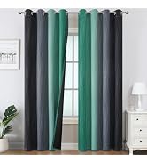 Estelar Textiler Black and Green Ombre Blackout Curtains 84 Inch Length 2 Panels Set for Living R...
