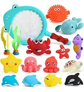 Shindel 16PCS Bath Toys, Baby Kids Floating Animal Toys Pool Toy Set Fishing Net Clockwork Swimmi...