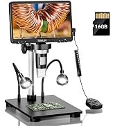 TOMLOV DM9B 7" Digital Microscope: 1080P 1200X Coin Microscope Magnifier, 12MP Ultra-Precise Focu...