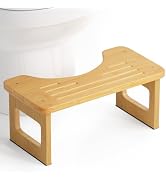 AmazerBath Bamboo Toilet Stool, Squat Potty Stool for Adults, Non-Slip Pooping Stools for Bathroo...
