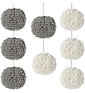 XHMAXE 8-Pack Chenille Hand Towels,(4Each White and Grey) Soft Absorbent Microfiber Towels Ball G...