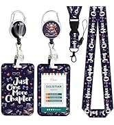 Highland Cow Lanyards for Id Badges - Cosmisun Bow Cow ID Badge Holder with Lanyard Book Lover Ba...