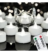 merrynights Remote Candles, 12PCS Flameless Tea Lights Candle Battery Operated with Timer, 400+Ho...