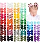 70 Pieces Hair Bows for Girls 3 Inch Grosgrain Ribbon Toddler Hair Accessories with Alligator Cli...
