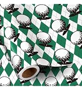 RUSPEPA Golf Wrapping Paper Roll for Men Boys, Mini Roll, Classic Golf Ball and Argyle Plaid Desi...