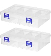 Kichvoe Plastic Organizer Box with Dividers: Clear Organizer Box Reusable Snack Box Containers wi...