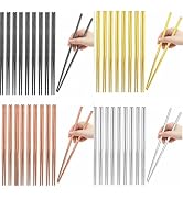 10 Pairs Stainless Steel Chopsticks Set Kitchen Dinning Utensils Non-slip Chop Sticks Durable Eas...