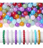 NUKAYAI 500Pcs Glass Beads for Bracelets,10 Colors 8mm Round Glass Crystal Beads for Jewelry Maki...