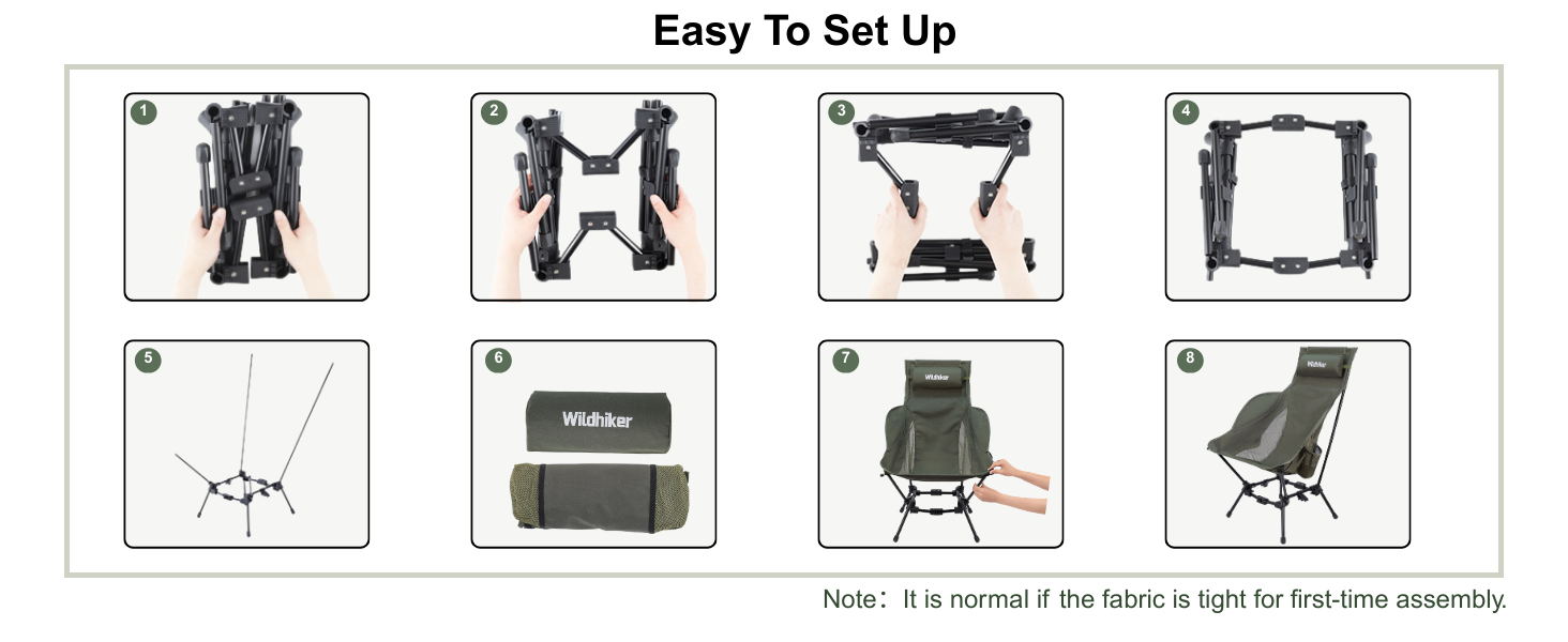 Wildhiker high back camping chairs setup
