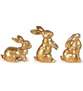 MicoSim Vintage Easter Decorations for Home, Spring Decor, Gold Rabbit Figurine, Bunny Statues, F...