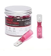 HKS 100PCS Male Spade Connector Red 22-16 AWG - Heat Shrink Electrical Quick Disconnect Wire Conn...