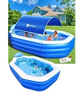 Inflatable Pool with Canopy, Large Inflatable Swimming Pool for Kids,Adult, Blow Up Pools with Se...