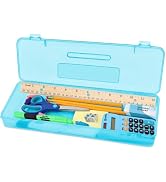 Enday Pencil Box Blue, Storage Organizer Utility Box | Multipurpose, Long Ruler Length, School Of...