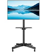 BONTEC Tilt Rolling TV Stand, Mobile TV Stand with Locking Wheels for 23-60 Inch LED, LCD, OLED F...