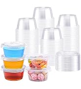 BYSNOW 400 Sets 2 oz Plastic Portion Cups with Lids, Small Clear Jello Shot Cup, Disposable Plast...