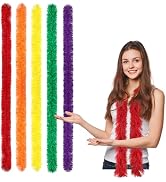 FeelfunFeather 5pcs Feather Boa - Colorful 5 Ft Artificial Fluffy Boas Bulk for Wedding Birthday ...