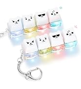 FunisFun 2 PCS Keyboard Fidget Toy Silent & Clicky Keyboard Keychain with LED Lights Detachable B...