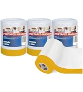 TAPEBEAR Pre-Taped Masking Film 22inch x 66Feet x 4Roll, Plastic Sheeting Cover for Painting, Pla...