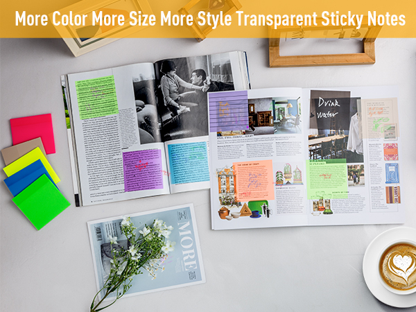Display different styles of SYMDROMIA transparent sticky notes for school office supplies to you