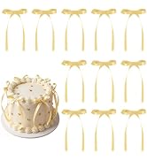 30 Pack Bow Cake Toppers Champagne Gold Ribbon Bows for Cake Bow Cupcake Toppers Back to School D...