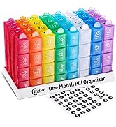 CAidRE Monthly Pill Organizer 4 Times A Day, One Month Pill Organizer, Monthly Pill Box Organizer...