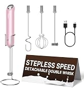 InstaWhisk Milk Frother with Variable Speed, Rechargeable Coffee Frother Wand with Detachable Dou...